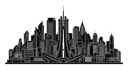 Fototapeta premium Futuristic City Skyline Silhouette Vector Illustration