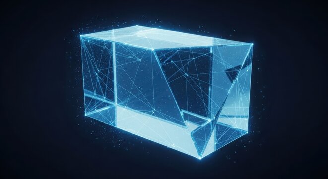 A blue cube with lines and dots on it illustration