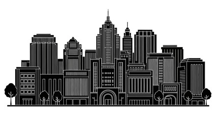 Obraz premium Modern City Skyline Silhouette Vector Illustration