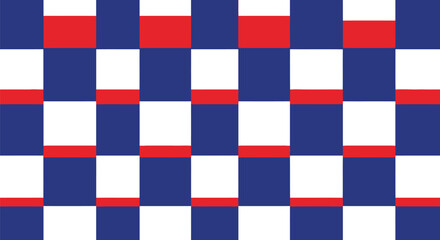 Fototapeta premium Patriotic theme geometric pattern with red, white, and blue checkerboard squares