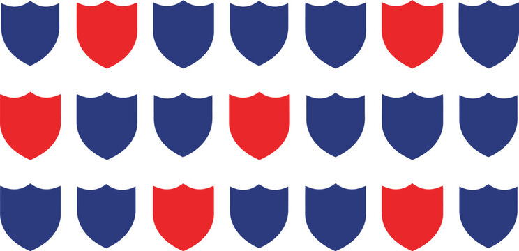 Patriotic theme seamless pattern with red and blue shield shapes for American holidays