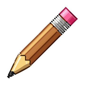 Graphite pencil tool pixel art for digital sketching applications and artistic creation platform interface elements for designers and illustrators in creative fields