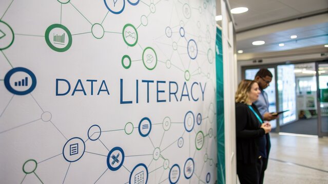 Engaging Data Literacy Event with Infographic Background Display