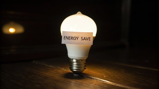 Energy Saving Light Bulb Concept with Eco-Friendly Message Display