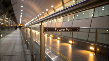 Fototapeta premium Modern Airport Interior with Signage Pointing Towards Future Path