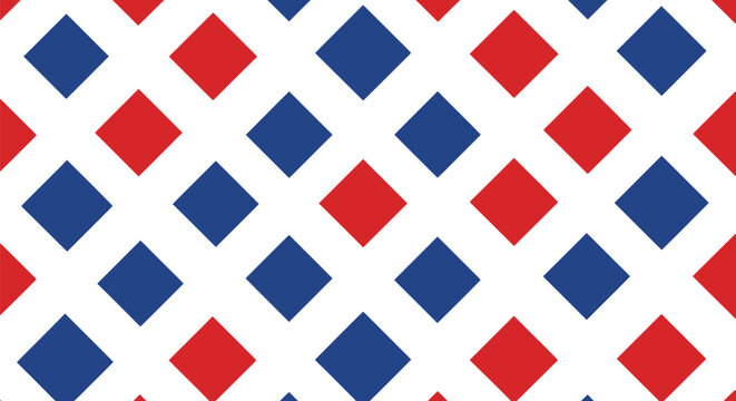 Patriotic red white blue theme geometric seamless pattern for festive backgrounds