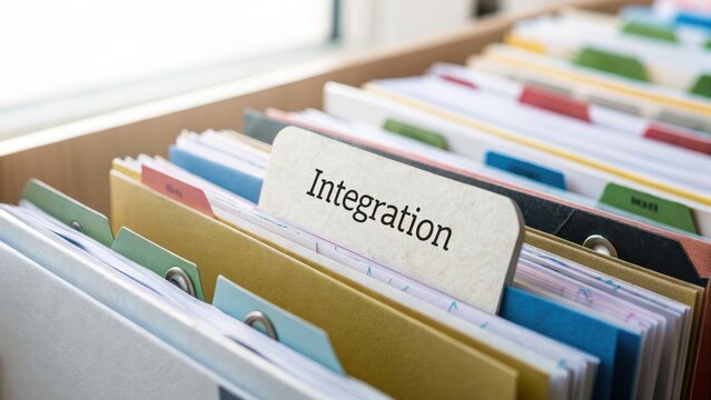 Organized file system with integration label in an office setting