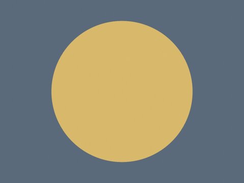 Golden circle rests on muted blue background. Simple, clean, and modern. Minimalist design ideal for branding. Great for logo or icon applications. Suitable for digital, print, or web use