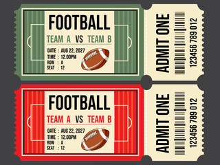 Football tickets, sports event tickets, admission tickets, game tickets, football game tickets sports   illustration sport ticket  vector template design   © SL Creations