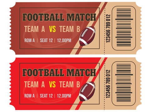 American football match tickets, sport event ticket  illustration sport ticket  vector template design 