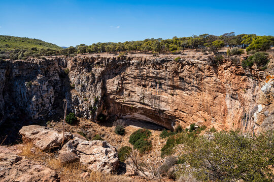Chaos Crater Sinkhole in Sounio National Park Greece