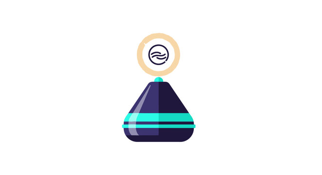 Modern stylized smart speaker with glowing signal icon.