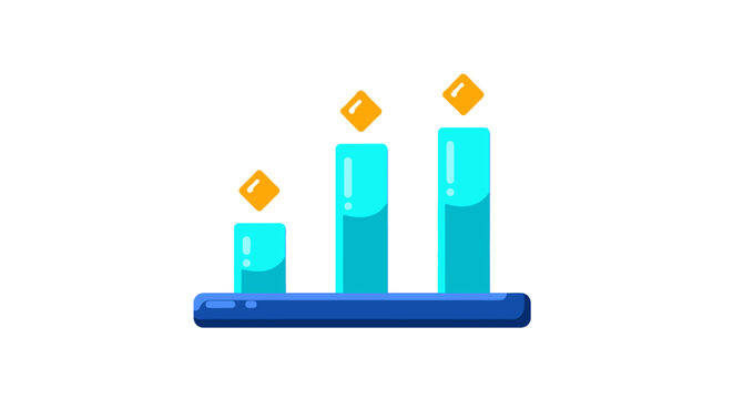 Colorful ascending bar chart with gemstone indicators.