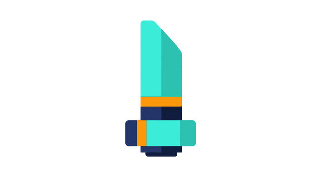 Pixelated turquoise sword with golden and dark accents.