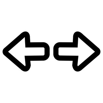 Arrows facing away from each other denote divergence or the separation of two different concepts.