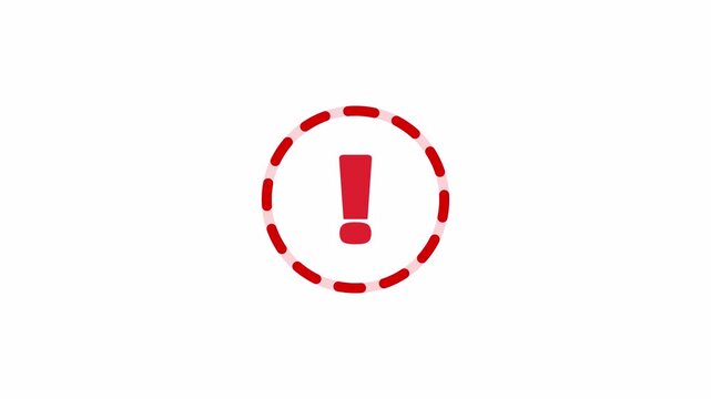 Error symbol dashed red circle animation on light background for warning notice, system issue alert, digital message overlay graphic