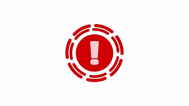 Error symbol animation with red exclamation alert on light background for system warning, failure notice, digital notification overlay