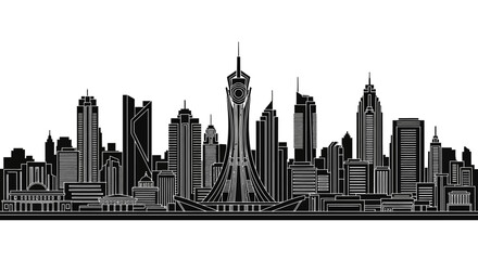 Obraz premium Astana City Skyline Silhouette Vector Illustration