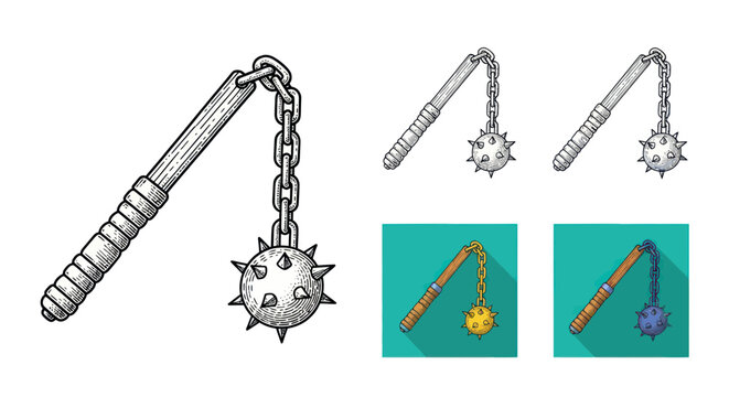 Medieval Flail Weapon, Spiked Ball on Chain, Historical Combat Tool