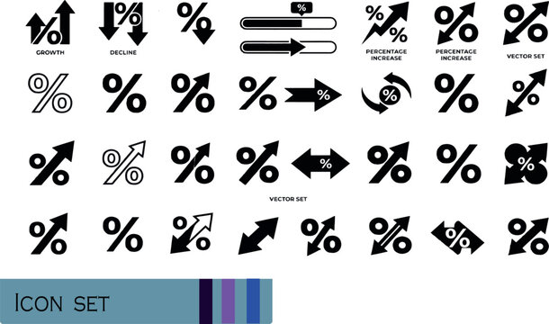 Print Business Growth and Analytics Percentage Arrow Pack - Flat Geometric Financial Statistics Performance and Infographic Elements