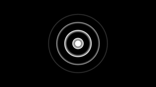 The Radio wave icon animation video. in Circle Form. white radio waves signal icon. Glowing animations white radio wave in black background.4k quality animation video..