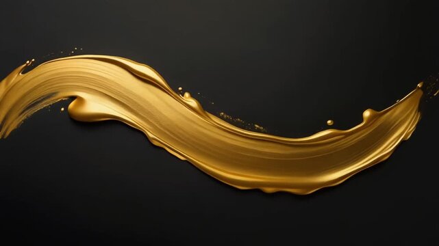 Golden Fluid Motion on Dark Background