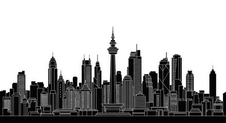 Obraz premium Auckland City Skyline Silhouette Vector Illustration