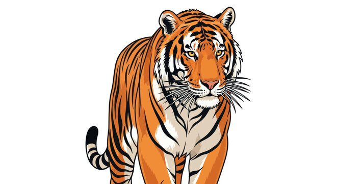 Majestic Tiger Portrait, Bengal Cat, Wild Animal, Fierce Predator, Orange and Black Stripes