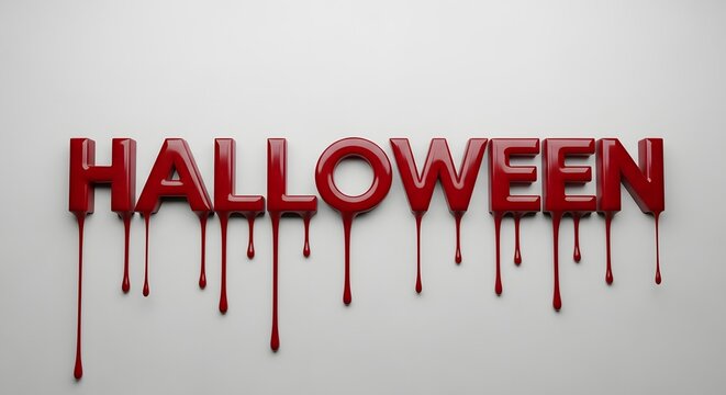 Halloween text with red dripping paint effect