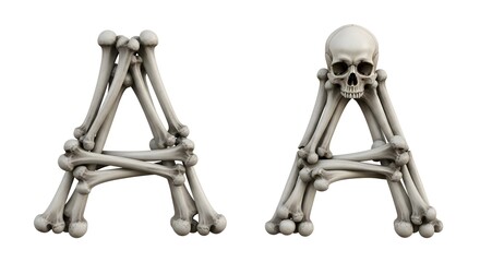 Naklejka premium Letter a made of human bones isolated on white background