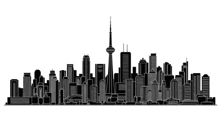 Obraz premium Toronto city skyline silhouette illustration, minimalist urban design