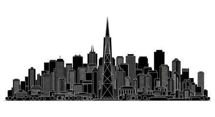 Naklejka premium Taipei City Skyline Silhouette Illustration with Iconic Landmark