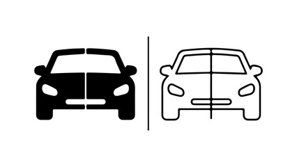 Fototapeta premium Minimalist Car Front View Icons Set