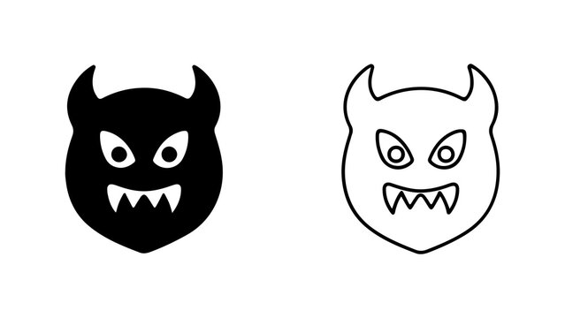 Black And White Devil Face Vector Icons