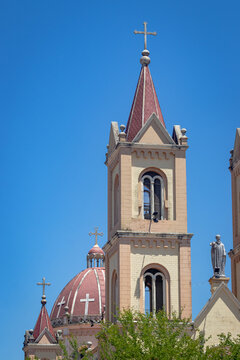 Church Tower and Dome Against Clear Blue Sky San benito de Abad