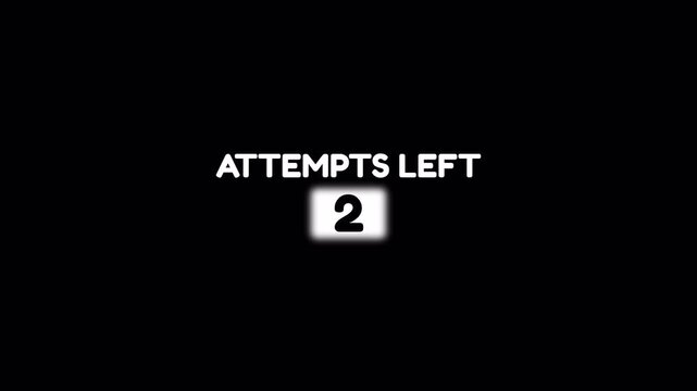 Attempts Left countdown text animation on dark background for login tries, access limit warning, security notice overlay graphic