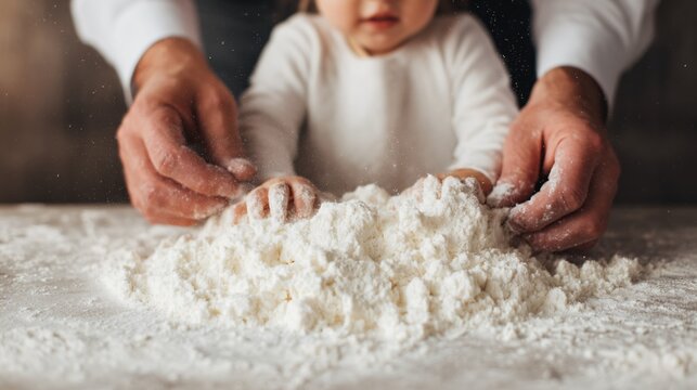 child and parent using cookie cutters together, family baking activity, warm emotional lifestyle photography