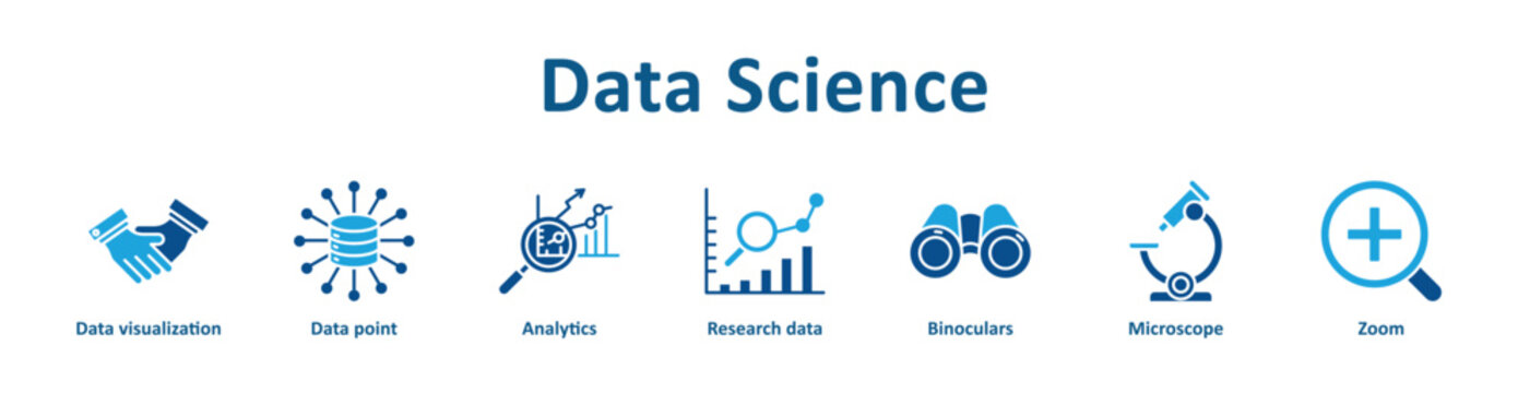 Data Science icon banner line art collection