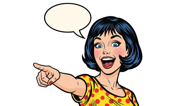 Woman Pointing and Talking Animatedly.