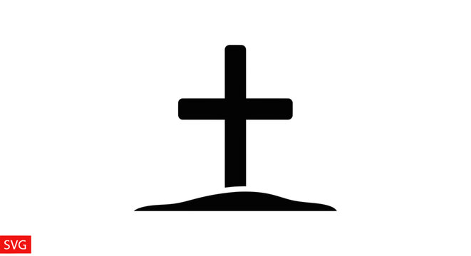 Black cross on a mound.