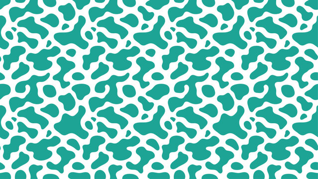 Seamless Teal and White Abstract Organic Blob Pattern