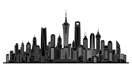 Obraz premium Taipei City Skyline Silhouette Vector Illustration