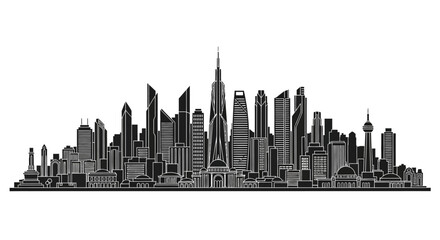 Obraz premium Modern City Skyline Silhouette Illustration for Urban Design