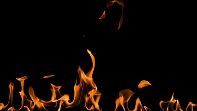 Dynamic Fire Flames Video in Slow Motion with Intense Glow and Dramatic Movement