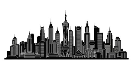 Obraz premium Modern City Skyline Silhouette with Iconic Skyscraper Landmark