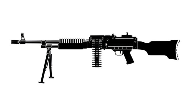 Heavy Machine Gun Silhouette - Military Weapon Icon