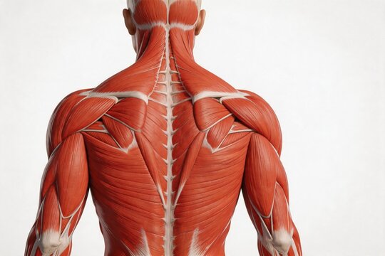 Human muscle anatomy from back view