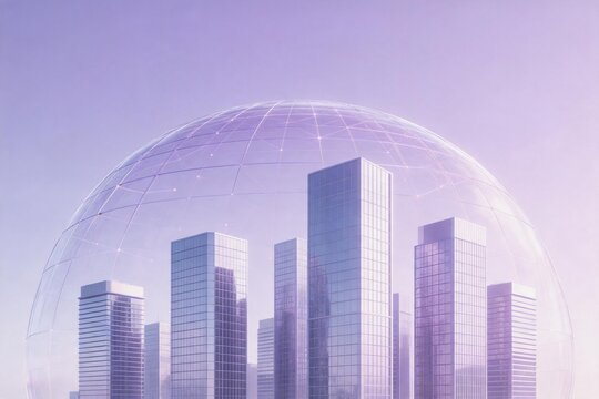 Futuristic cityscape under transparent dome
