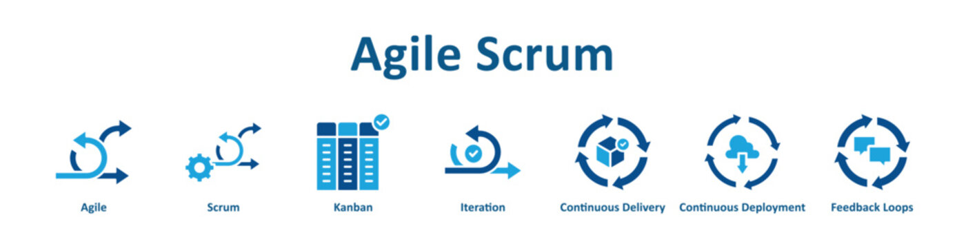 Agile Scrum icon banner and collection