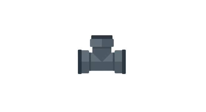 Black Plastic Pipe Fitting T Connector Isolated View.